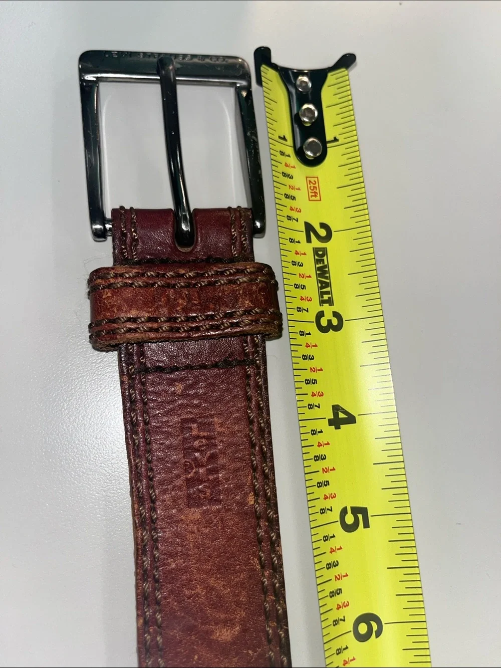 Levi's Distressed Brown Leather Belt with Dark Metal Buckle